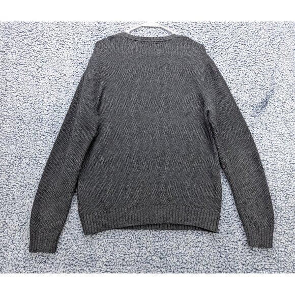 Liz Claiborne Cable Knit Fisherman Sweater Size LG Knit Wool Blend Chunky Gray - Picture 2 of 10
